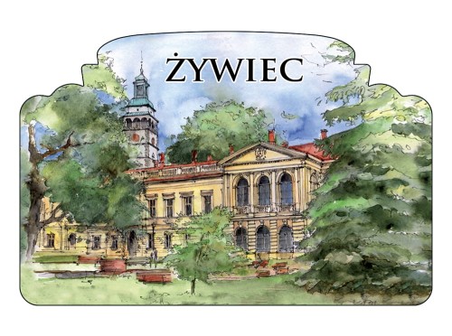 Reprodukcja obrazu akwarelowego "Nowy Zamek w Żywcu"