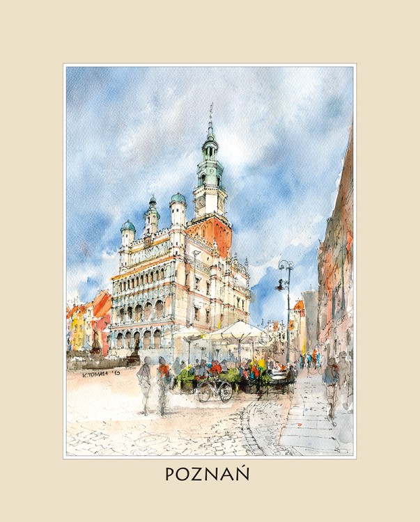 Reprodukja obrazu akwarelowego - Ratusz w Poznaniu