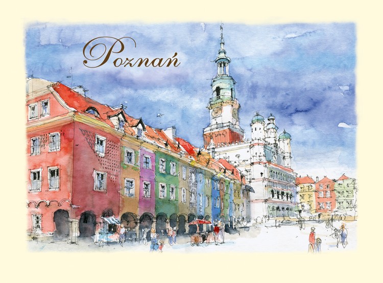 Karnet B6 z reprodukcją obrazu akwarelowego - Ratusz w Poznaniu.