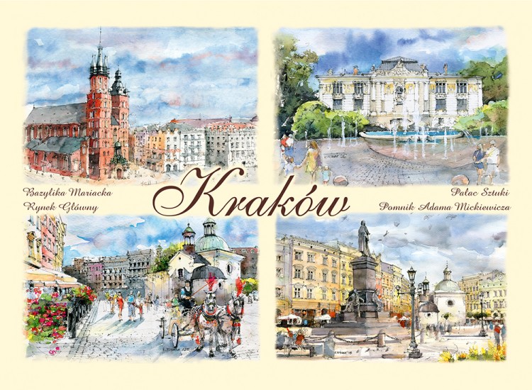 Karnet B6 z reprodukcją obrazów akwarelowych z Krakowa