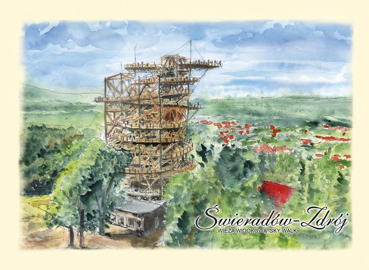 Pocztówka z reprodukcją akwareli Świeradów Zdrój 07.