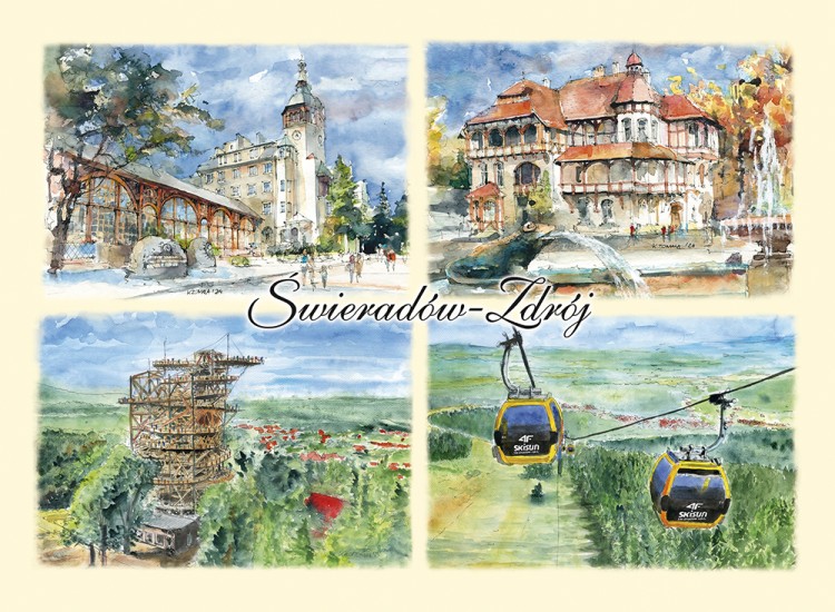 Pocztówka z reprodukcją akwareli Świeradów Zdrój 08.
