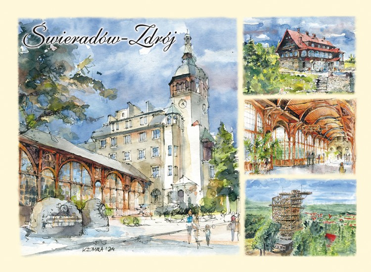 Pocztówka z reprodukcją akwareli Świeradów Zdrój 10.