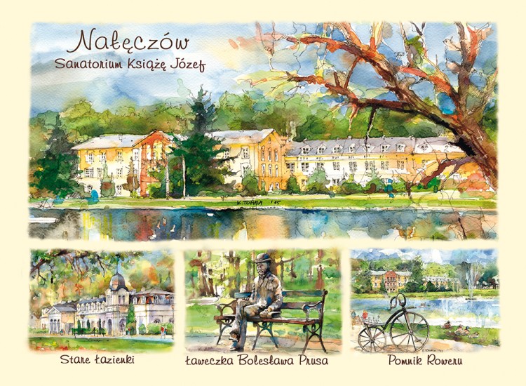 Pocztówka z reprodukcją akwareli Nałęczów 07.