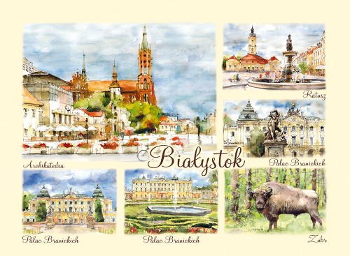 Pocztówka z reprodukcją akwareli Białystok 10.