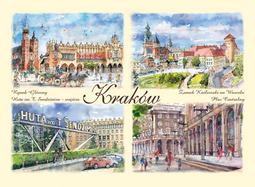 Pocztówka z reprodukcjami akwarel Kraków 274.
