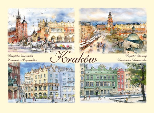 Pocztówka z reprodukcjami akwarel Kraków 277.