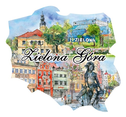 Magnes na lodówkę Zielona Góra 701 kontur mapa