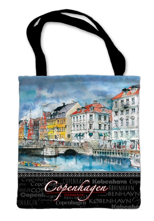 Torba materiałowa z reprodukcją akwareli Kopenhaga 03