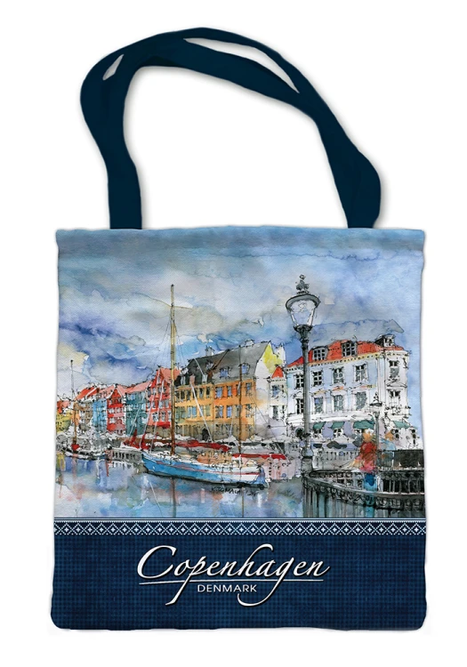 Torba materiałowa z reprodukcją akwareli Kopenhaga 02.