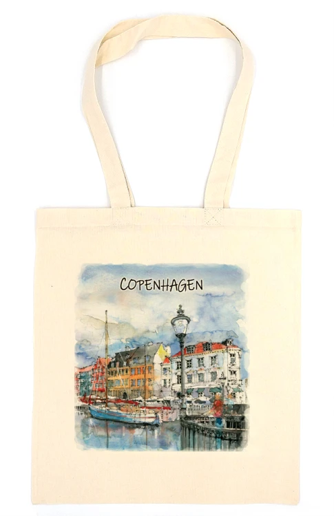 Torba bawełniana z reprodukcją akwareli Kopenhaga 104.