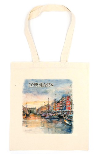 Torba bawełniana z reprodukcją akwareli Kopenhaga 107.