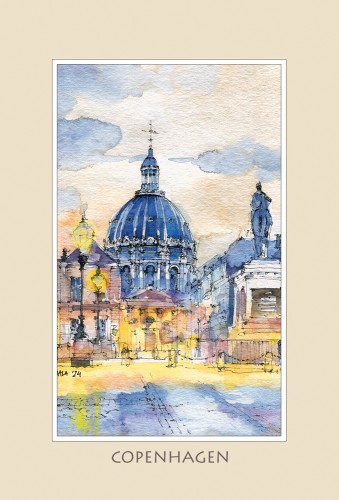 Reprodukcja obrazu akwarelowego Kopenhaga - Pałac Amalienborg 15.