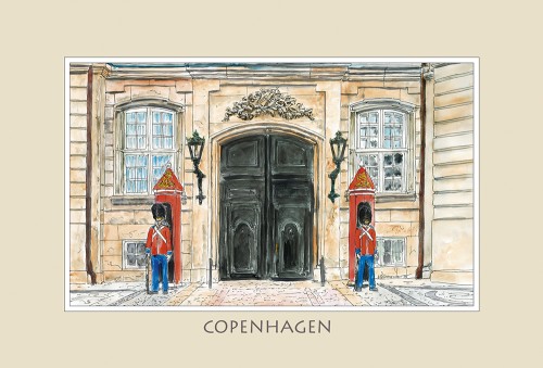 Reprodukcja obrazu akwarelowego Kopenhaga - Pałac Amalienborg 22.