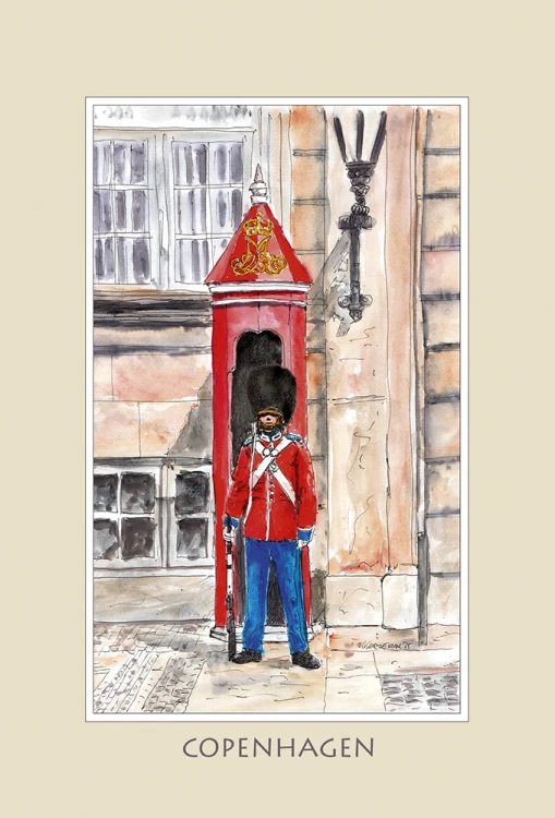 Reprodukcja obrazu akwarelowego Kopenhaga - Pałac Amalienborg 24.