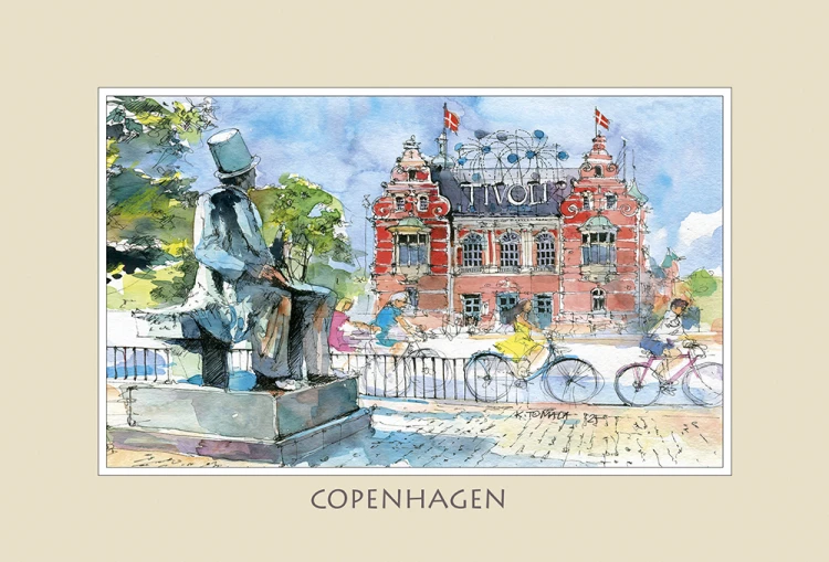 Reprodukcja obrazu akwarelowego Kopenhaga - Tivoli 25.