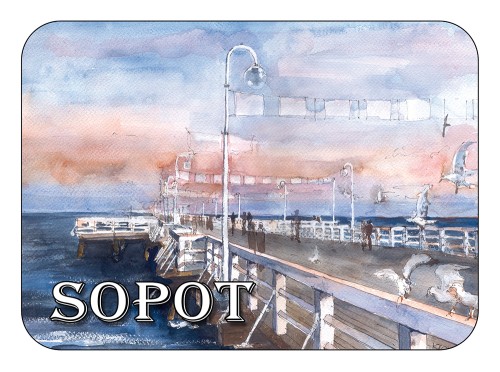 Magnes z reprodukcją akwareli Sopot 401