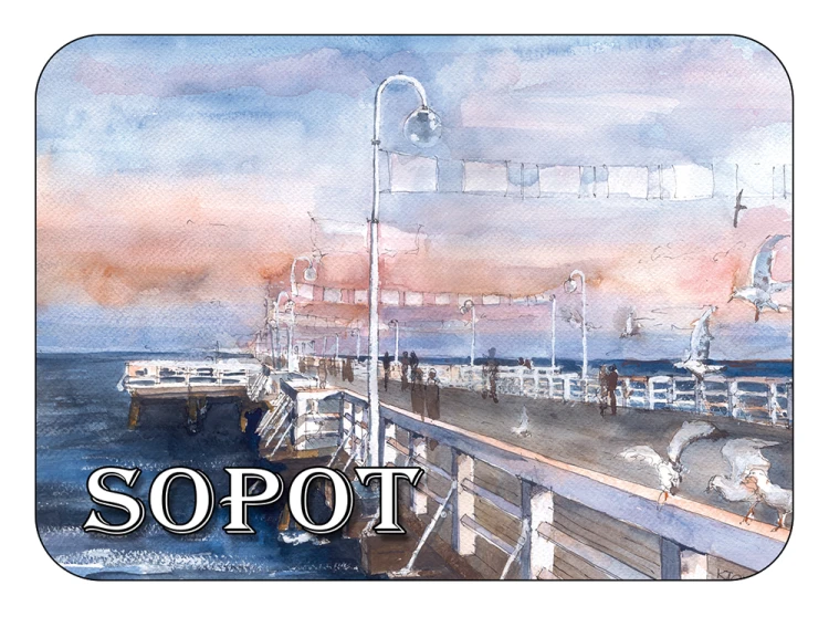 Magnes z reprodukcją akwareli Sopot 401