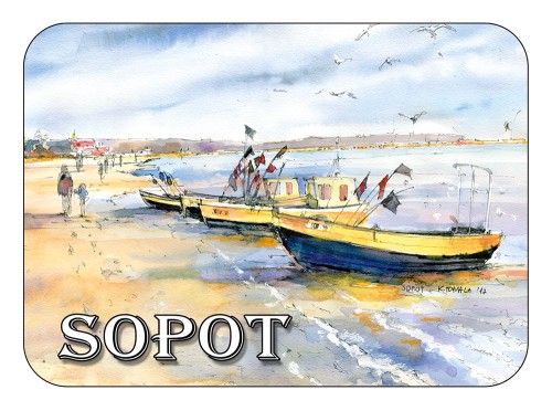 Magnes z reprodukcją akwareli Sopot 402