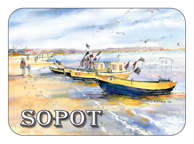 Magnes z reprodukcją akwareli Sopot 402