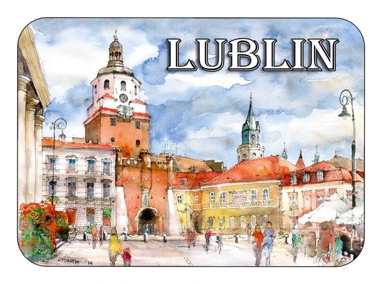 Magnes z reprodukcją akwareli Lublin 402