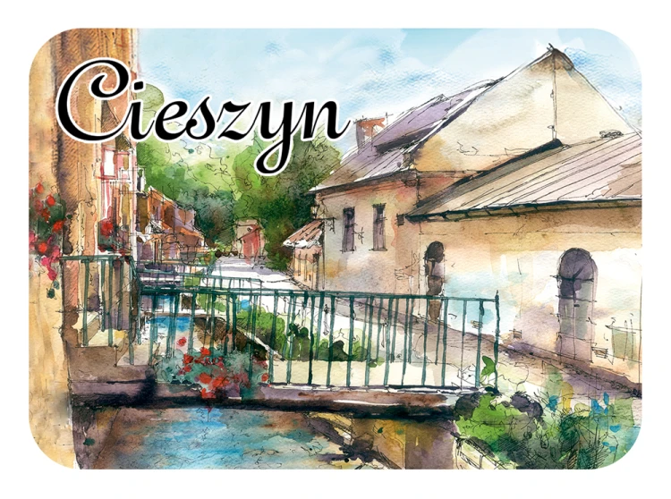 Magnes z reprodukcją akwareli Cieszyn 401