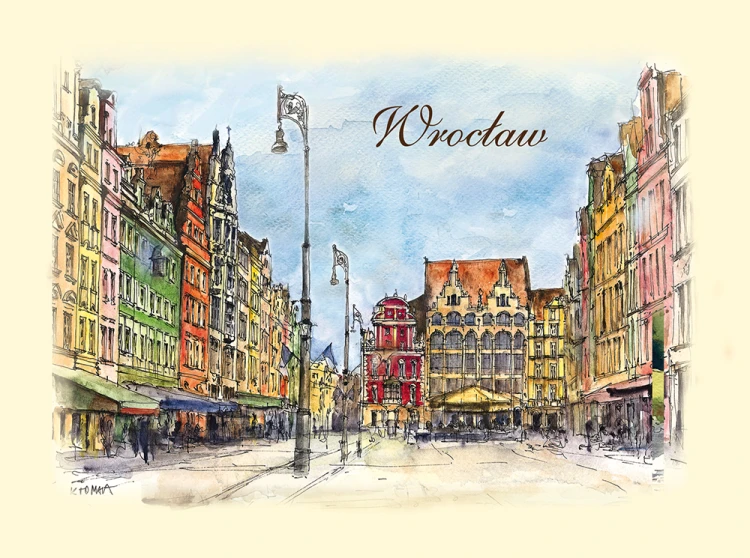 Karnet z reprodukcją akwareli Wrocław 24