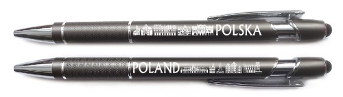Długopis grawerowany Polska z końcówką do tabletu.