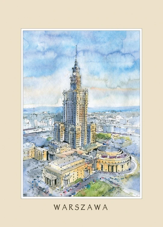 Reprodukcja obrazu akwarelowego Warszawa 19 w formacie 15*21 cm.