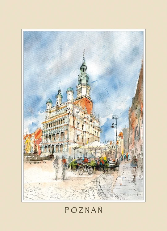 Reprodukcja obrazu akwarelowego z Poznania w formacie 21*15 cm