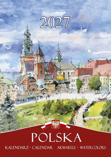 Okładka kalendarza B4 Polska w akwareli 2027.