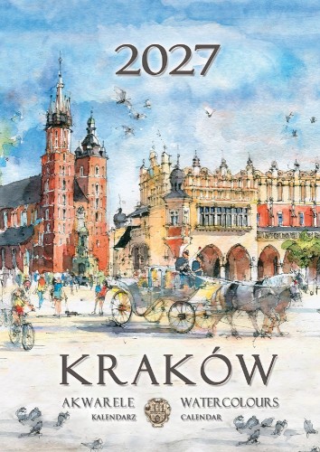 Okładka kalendarza B5 Kraków w w akwarelach 2027.