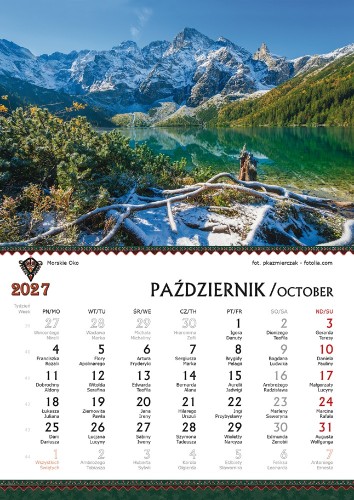 Strona kalendarza Tatry w fotografii B5